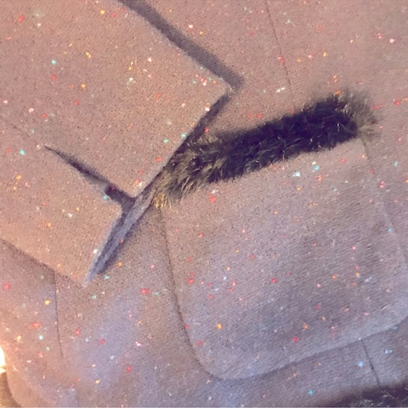 Talbots Speckled wool faux fur trim Navy blazer size 12p - Picture 11 of 12